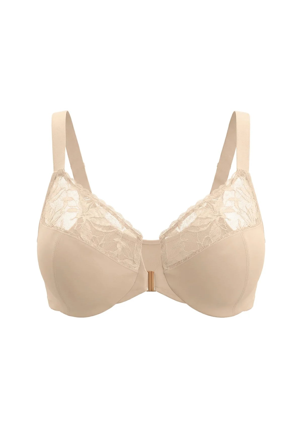 Braselle Anemone Unlined Plus Size Front Closure 3/4 Cup Underwire Back Support Bra Lace Trim for Sculpted Lift Womenswear