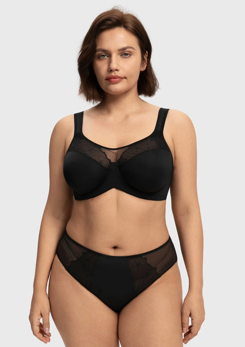 Braselle Dahlia Embroidered Lace Full Coverage Unlined Bra