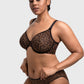 Braselle Leopard Wild Unlined Plus Size Breathable Soft Mesh Underwire Bra