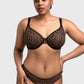 Braselle Leopard Wild Unlined Plus Size Breathable Soft Mesh Underwire Bra