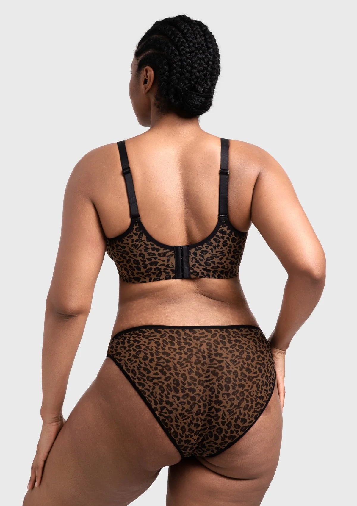 Braselle Leopard Wild Unlined Plus Size Breathable Soft Mesh Underwire Bra
