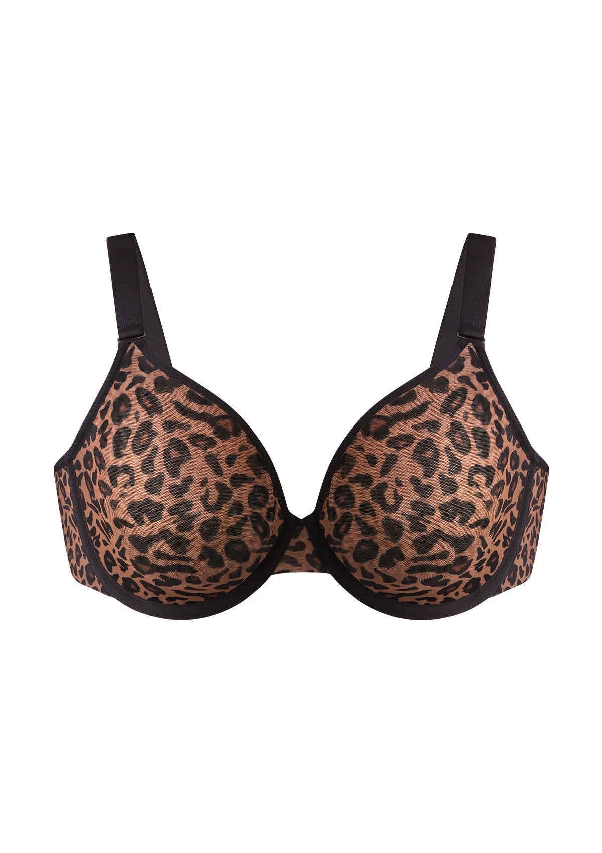 Braselle Leopard Wild Unlined Plus Size Breathable Soft Mesh Underwire Bra