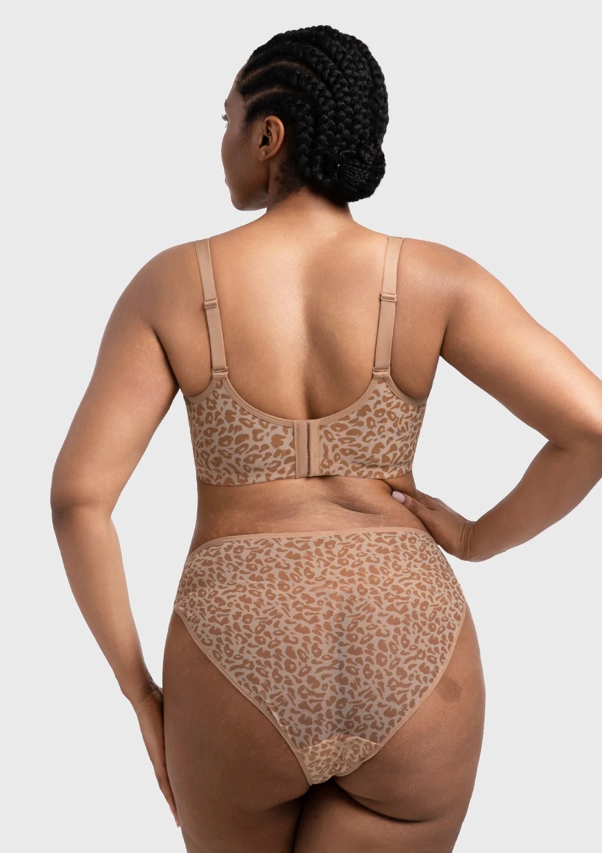 Braselle Leopard Wild Unlined Plus Size Breathable Soft Mesh Underwire Bra