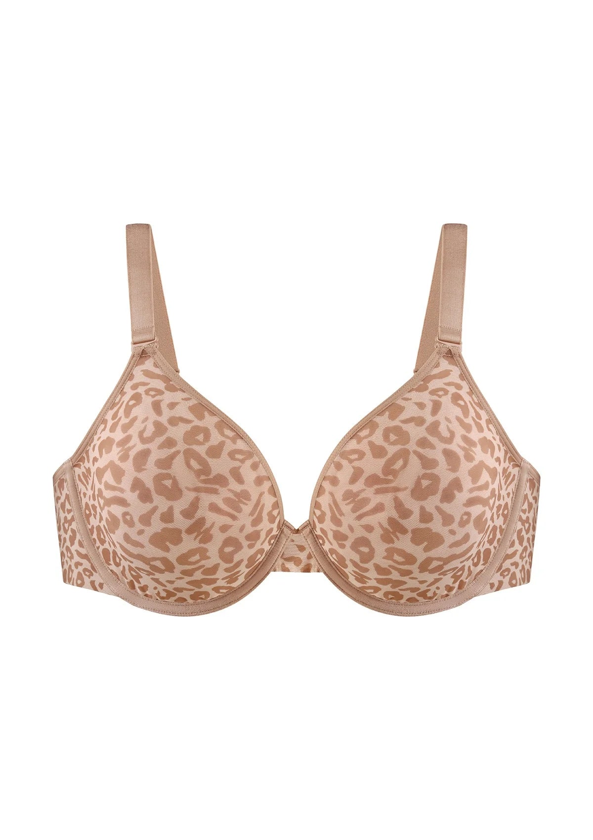 Braselle Leopard Wild Unlined Plus Size Breathable Soft Mesh Underwire Bra