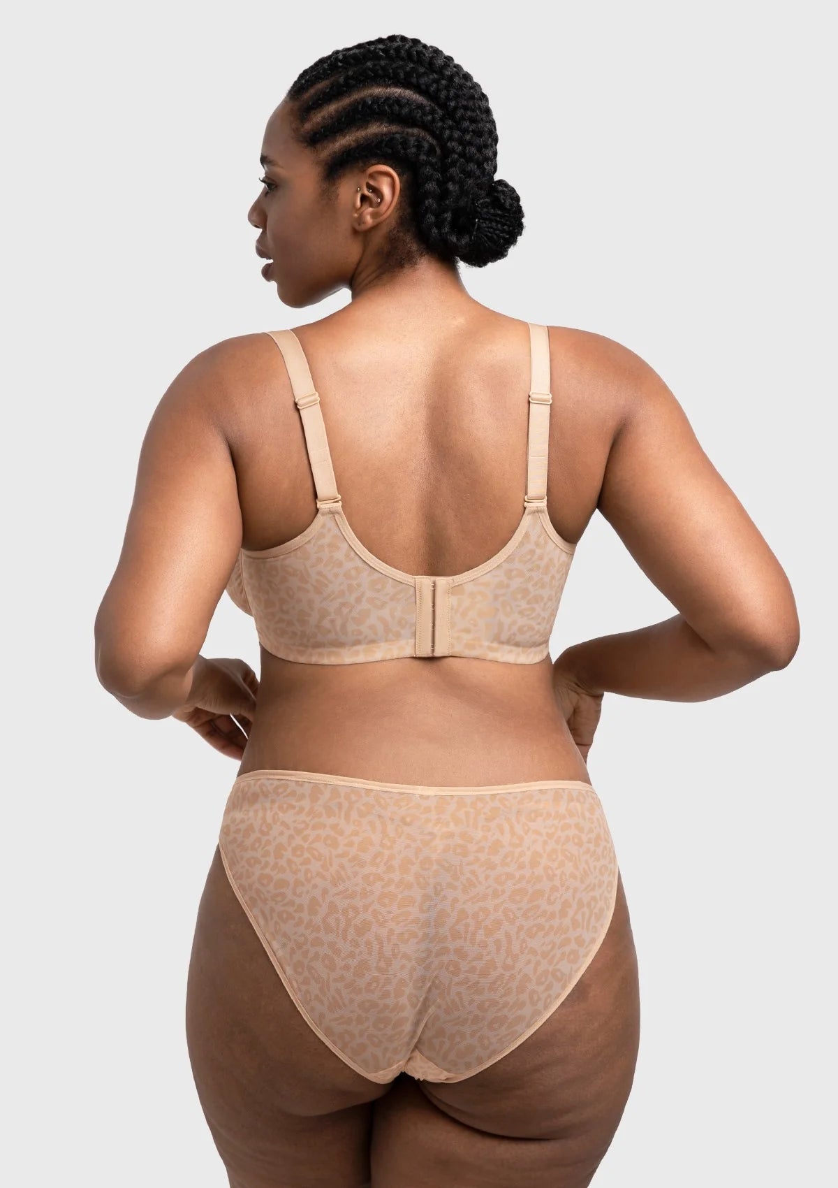 Braselle Leopard Wild Unlined Plus Size Breathable Soft Mesh Underwire Bra