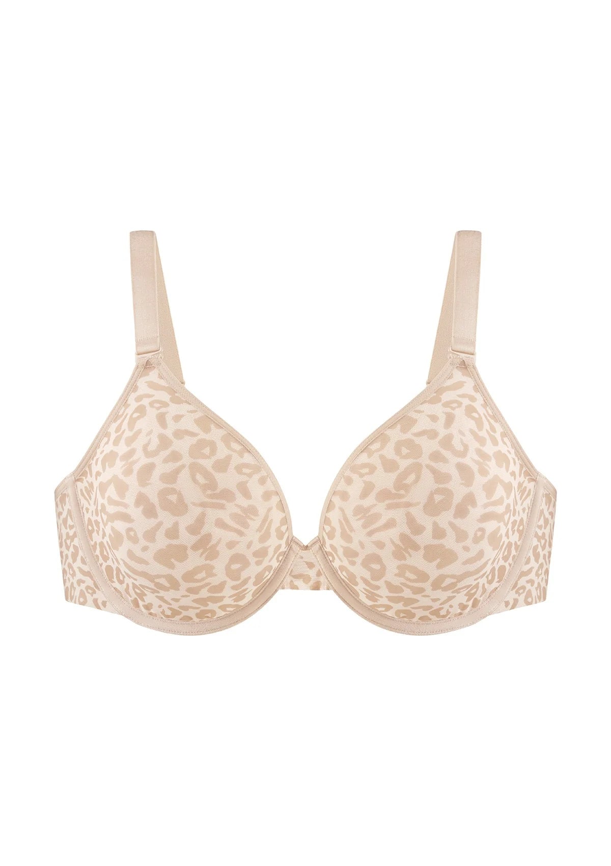 Braselle Leopard Wild Unlined Plus Size Breathable Soft Mesh Underwire Bra