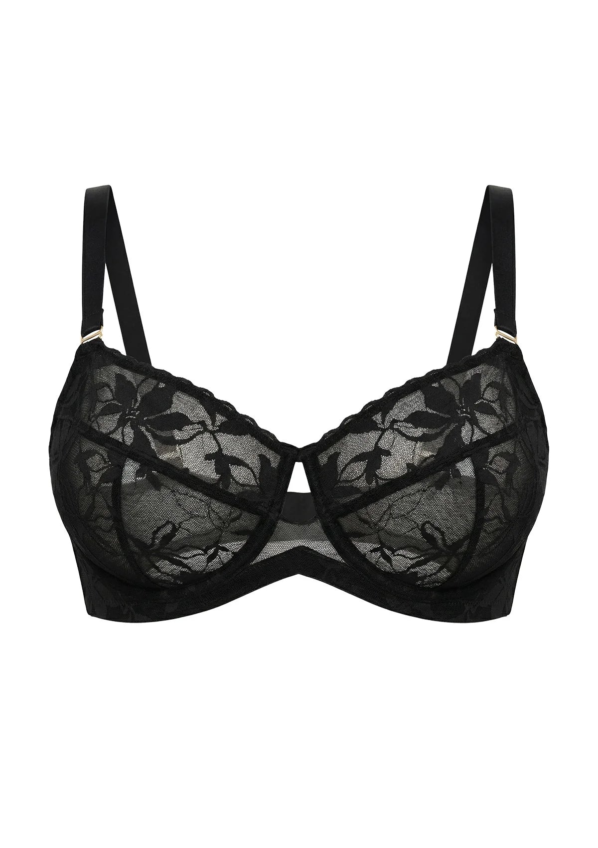 Braselle Petalia Plus Size Seamless Lace Underwire Balconette Demi No Padded Bra with High Elastic Fabric Delicate Lace Trim Cutout & Adjustable Straps