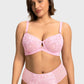 Braselle Petalia Plus Size Seamless Lace Underwire Balconette Demi No Padded Bra with High Elastic Fabric Delicate Lace Trim Cutout & Adjustable Straps