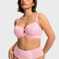 Braselle Petalia Plus Size Seamless Lace Underwire Balconette Demi No Padded Bra with High Elastic Fabric Delicate Lace Trim Cutout & Adjustable Straps