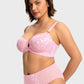 Braselle Petalia Plus Size Seamless Lace Underwire Balconette Demi No Padded Bra with High Elastic Fabric Delicate Lace Trim Cutout & Adjustable Straps