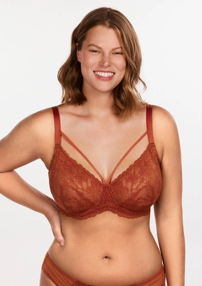 Braselle Pretty In Petals Red Unlined Strappy Lace Bra