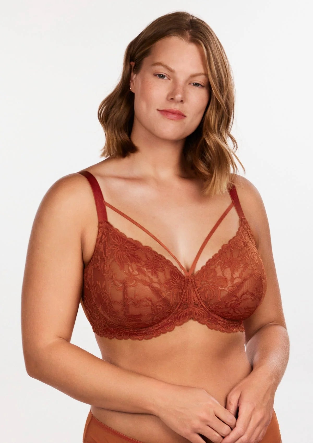 Braselle Pretty In Petals Red Unlined Strappy Lace Bra
