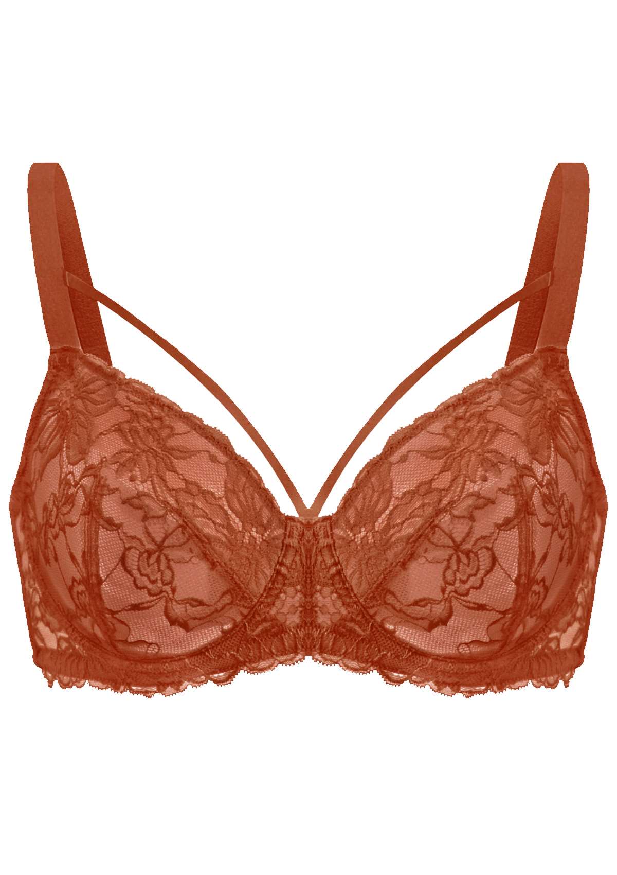 Braselle Pretty In Petals Red Unlined Strappy Lace Bra
