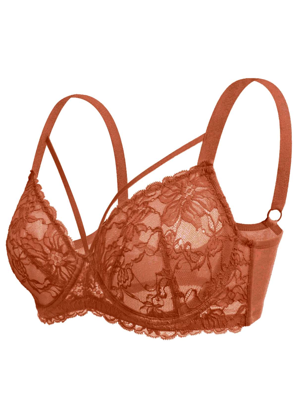 Braselle Pretty In Petals Red Unlined Strappy Lace Bra