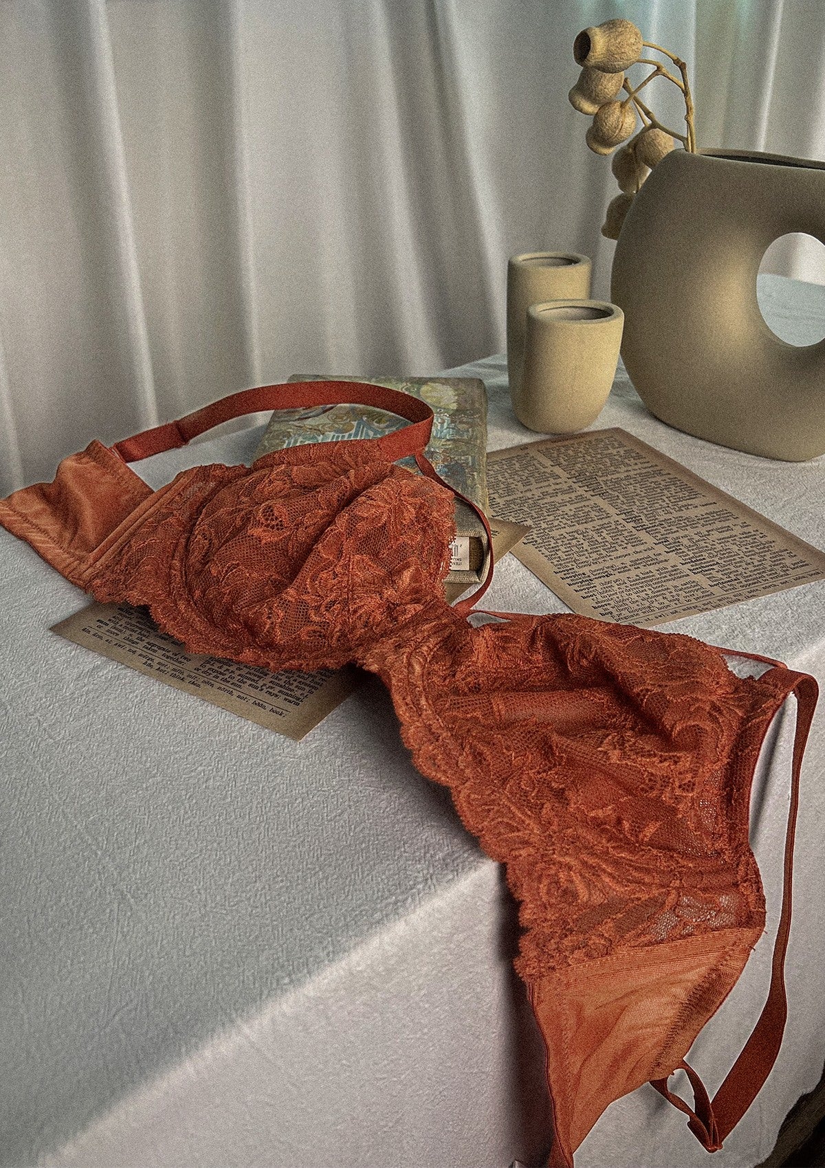Braselle Pretty In Petals Red Unlined Strappy Lace Bra