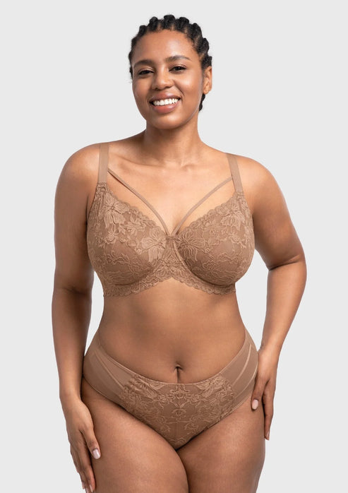 Braselle Pretty In Petals Red Unlined Strappy Lace Bra