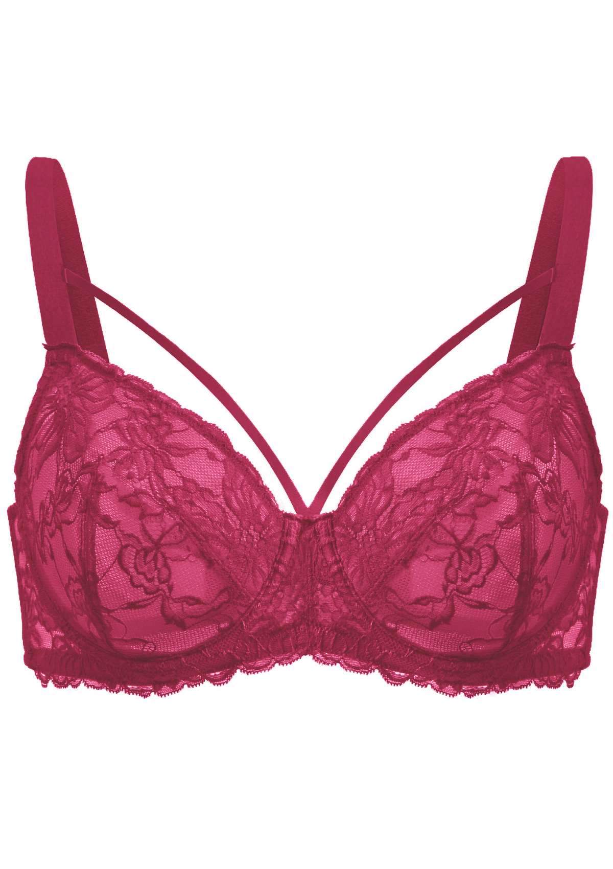 Braselle Pretty In Petals Red Unlined Strappy Lace Bra