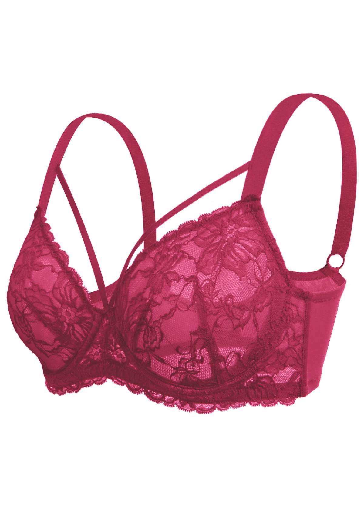 Braselle Pretty In Petals Red Unlined Strappy Lace Bra