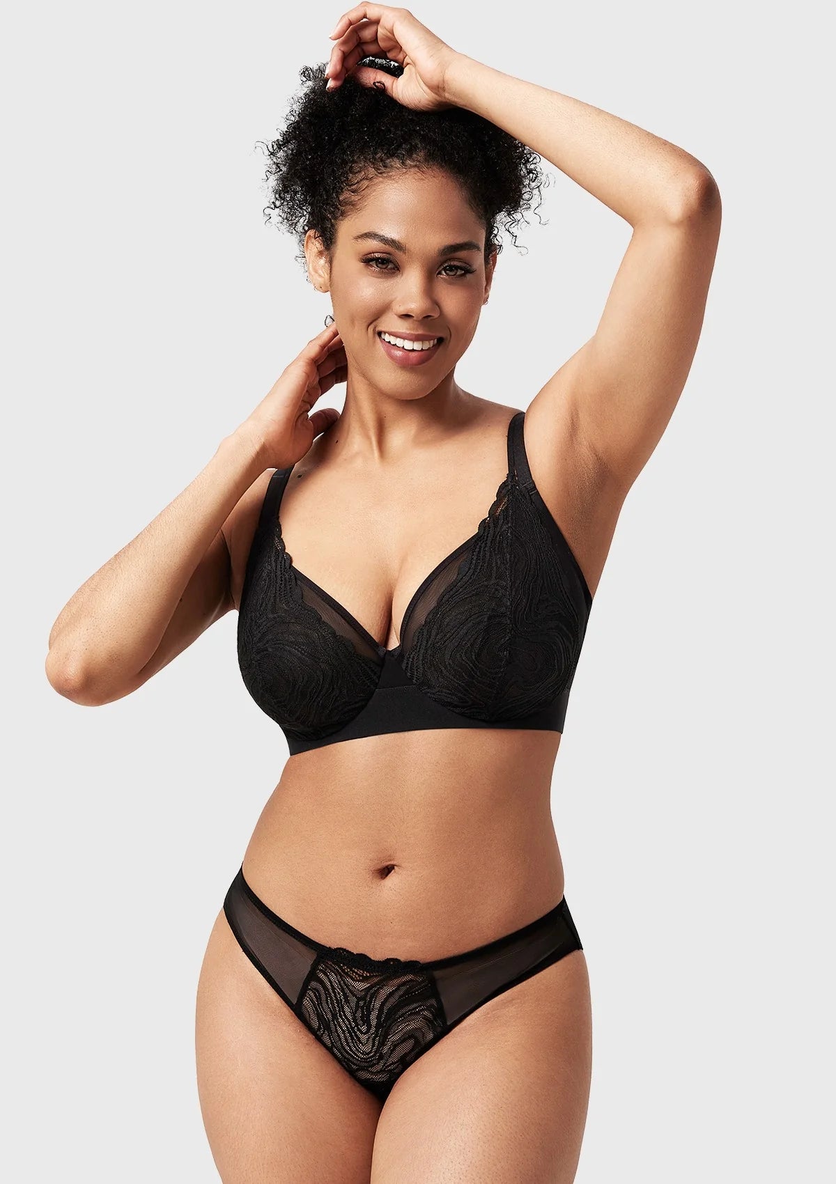 Braselle Serenata Flora Linear Lace Sheer Mesh Full Coverage Unlined Underwire Bra