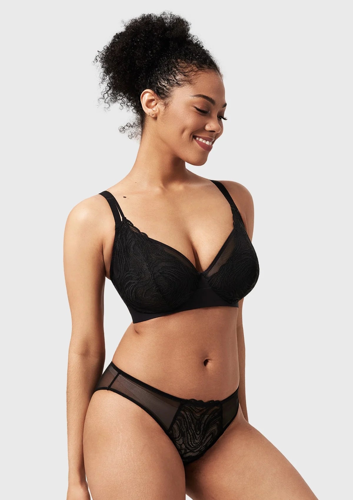 Braselle Serenata Flora Linear Lace Sheer Mesh Full Coverage Unlined Underwire Bra
