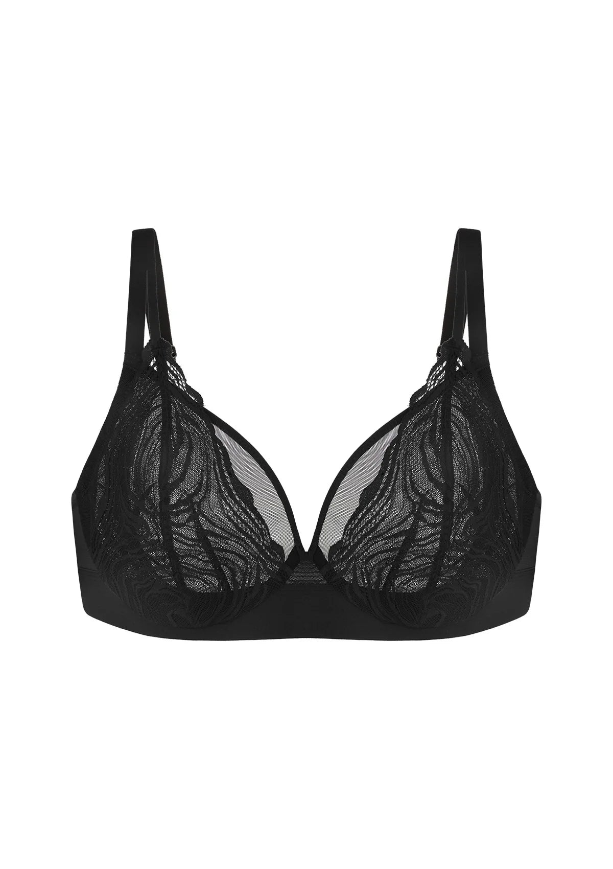 Braselle Serenata Flora Linear Lace Sheer Mesh Full Coverage Unlined Underwire Bra
