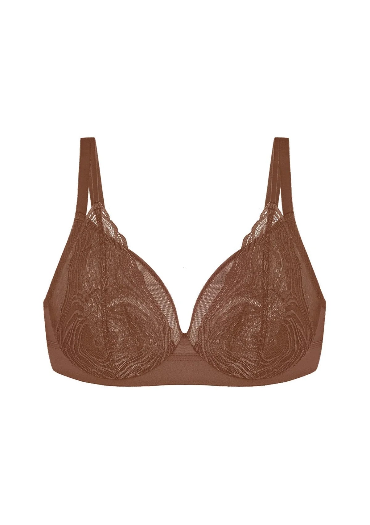 Braselle Serenata Flora Linear Lace Sheer Mesh Full Coverage Unlined Underwire Bra