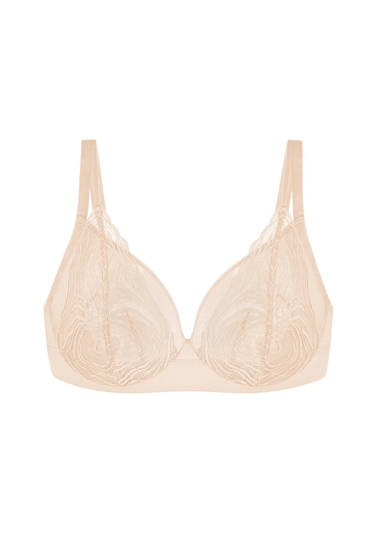 Braselle Serenata Flora Linear Lace Sheer Mesh Full Coverage Unlined Underwire Bra