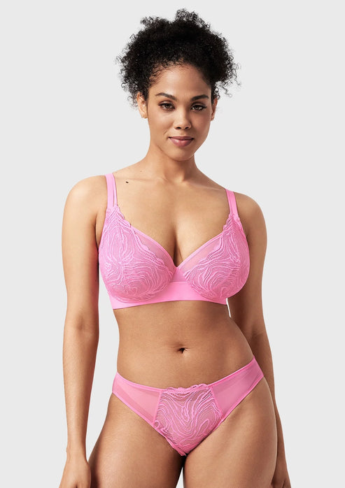 Braselle Serenata Flora Linear Lace Sheer Mesh Full Coverage Unlined Underwire Bra