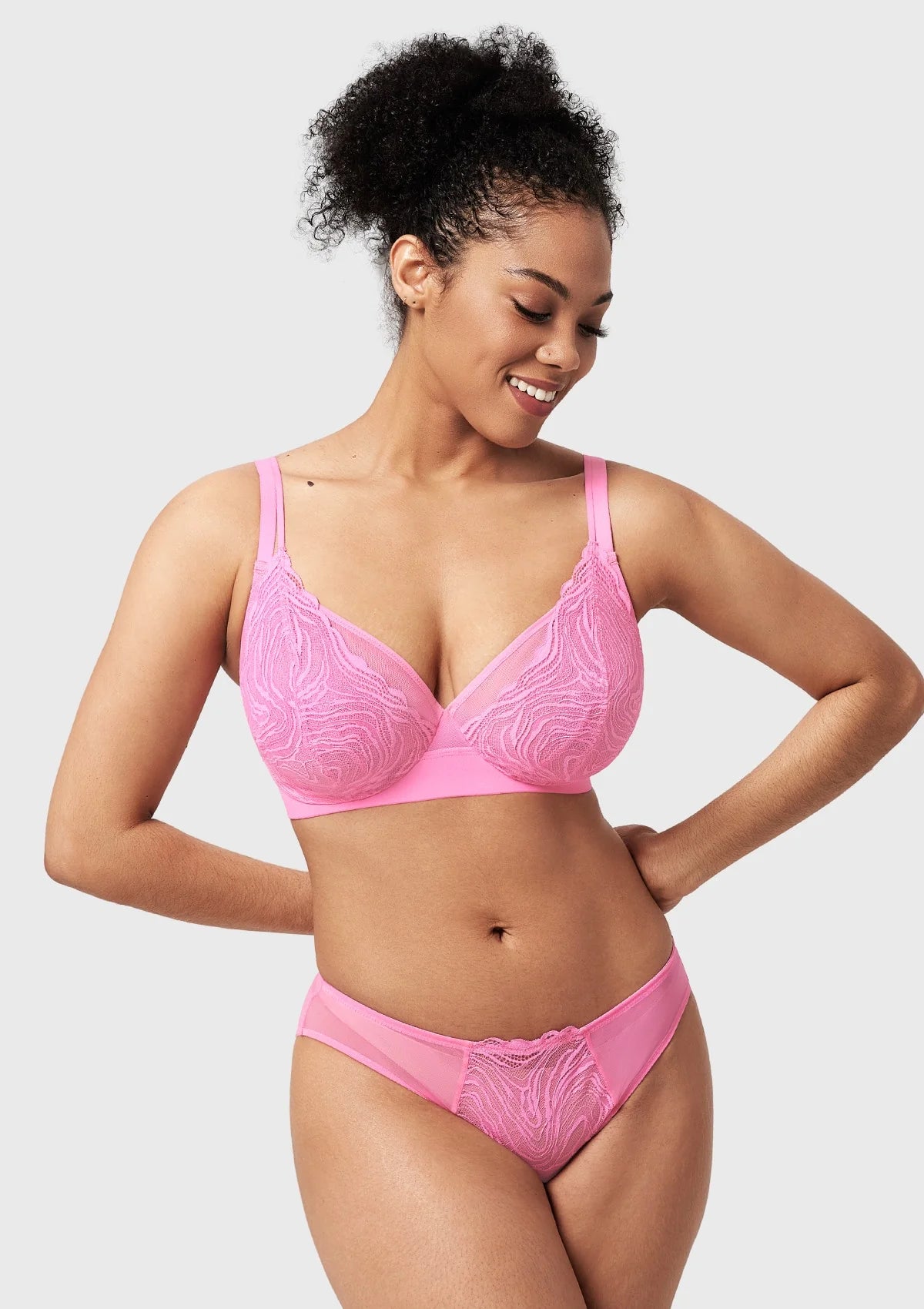 Braselle Serenata Flora Linear Lace Sheer Mesh Full Coverage Unlined Underwire Bra