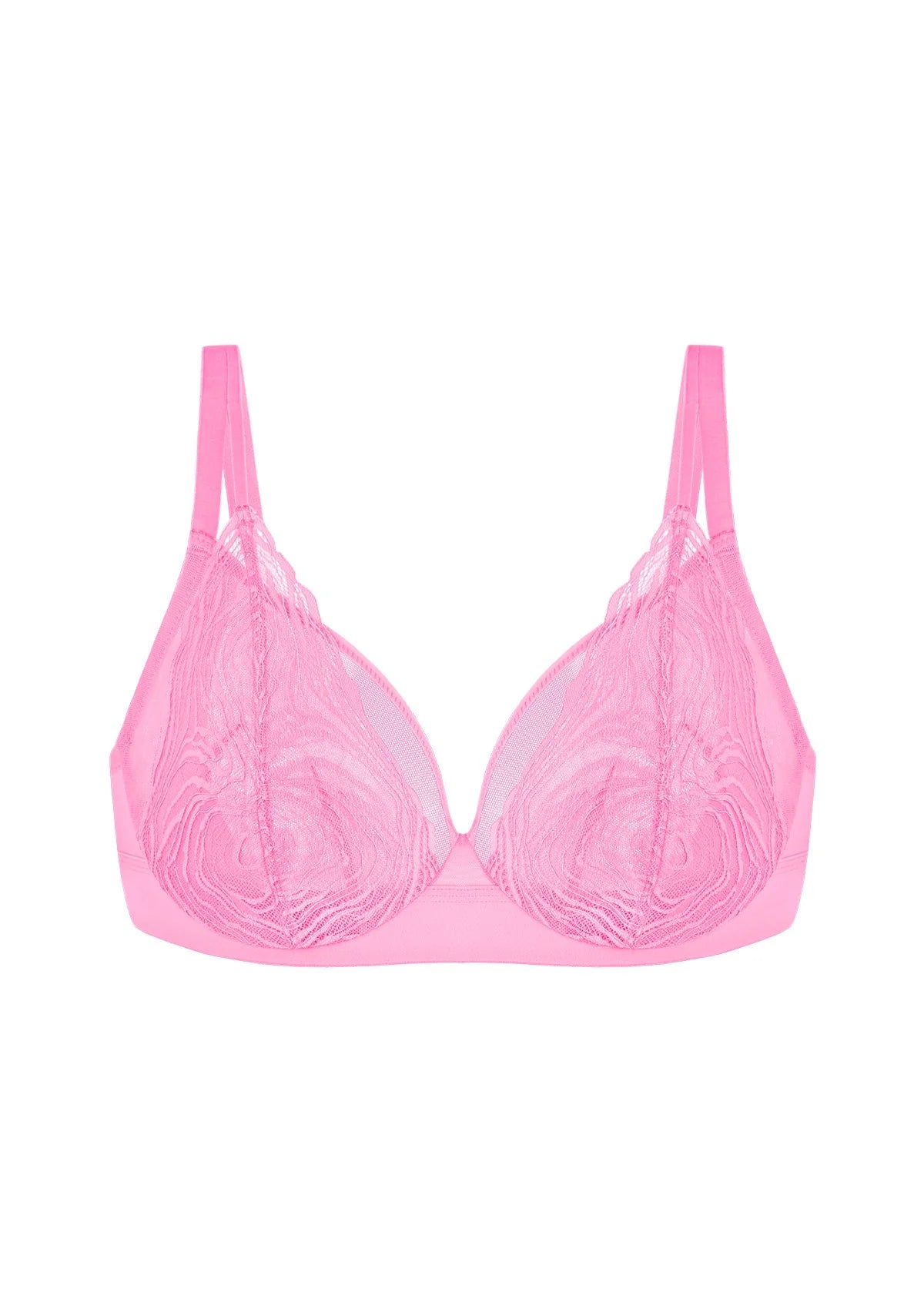 Braselle Serenata Flora Linear Lace Sheer Mesh Full Coverage Unlined Underwire Bra