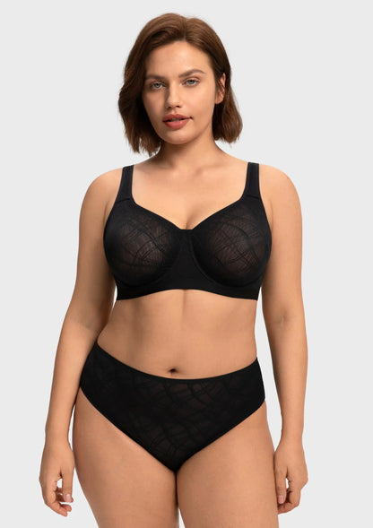 Braselle Skylark Breathable Lightweight Supportive Jacquard Mesh Wide Strap 3/4 Cup Comfort Bra