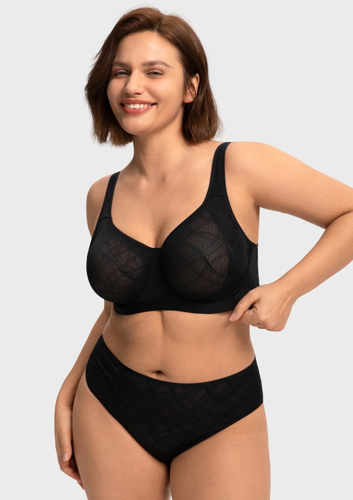 Braselle Skylark Breathable Lightweight Supportive Jacquard Mesh Wide Strap 3/4 Cup Comfort Bra