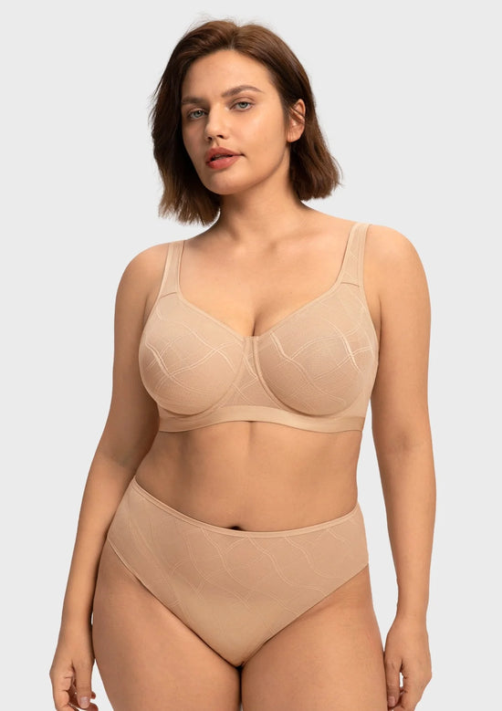 Braselle Skylark Breathable Lightweight Supportive Jacquard Mesh Wide Strap 3/4 Cup Comfort Bra
