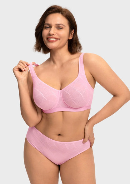Braselle Skylark Breathable Lightweight Supportive Jacquard Mesh Wide Strap 3/4 Cup Comfort Bra