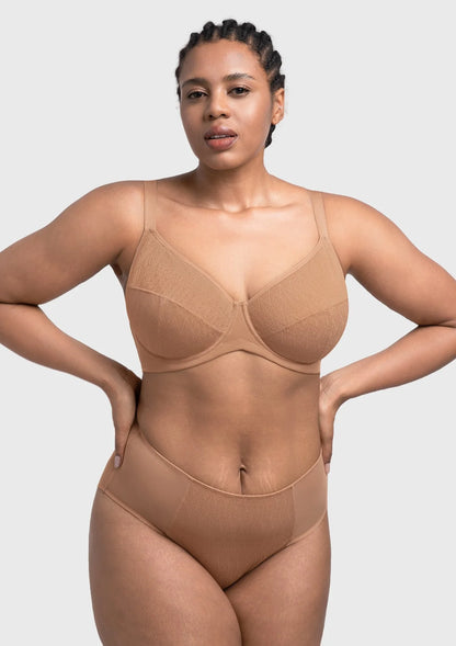 Braselle Willa Wave Plus Size Breathable Mesh Unlined Non-padded Full Coverage Underwire Bra
