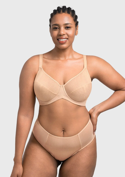 Braselle Willa Wave Plus Size Breathable Mesh Unlined Non-padded Full Coverage Underwire Bra