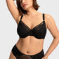 Braselle Yumi Unlined Sheer Embroidery Lace Full Coverage Bra Elegant Sculpting Support Dark Pink