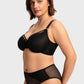Braselle Yumi Unlined Sheer Embroidery Lace Full Coverage Bra Elegant Sculpting Support Dark Pink