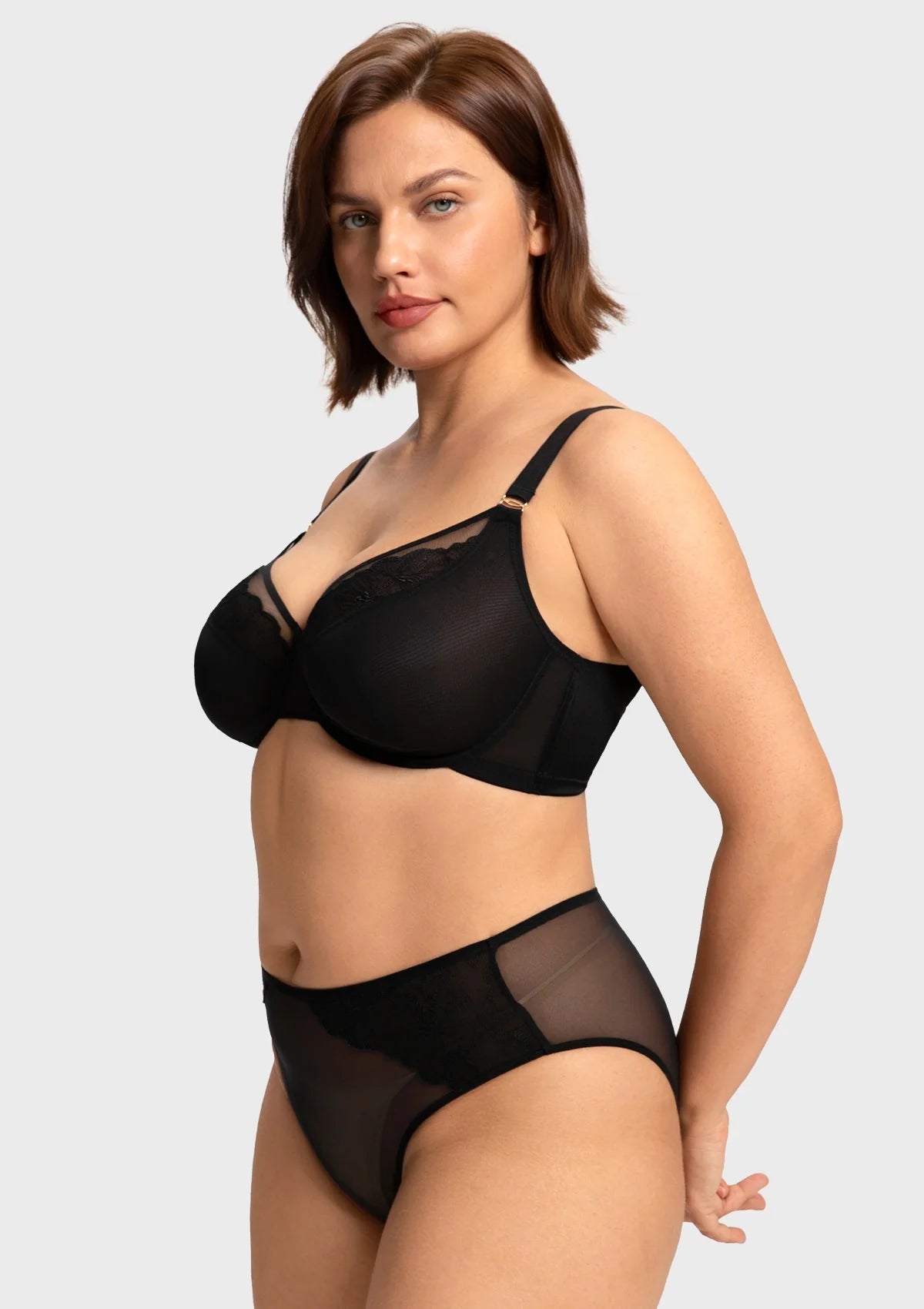 Braselle Yumi Unlined Sheer Embroidery Lace Full Coverage Bra Elegant Sculpting Support Dark Pink