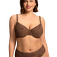 Braselle Yumi Unlined Sheer Embroidery Lace Full Coverage Bra Elegant Sculpting Support Dark Pink