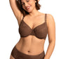 Braselle Yumi Unlined Sheer Embroidery Lace Full Coverage Bra Elegant Sculpting Support Dark Pink