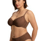 Braselle Yumi Unlined Sheer Embroidery Lace Full Coverage Bra Elegant Sculpting Support Dark Pink