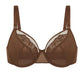 Braselle Yumi Unlined Sheer Embroidery Lace Full Coverage Bra Elegant Sculpting Support Dark Pink