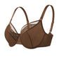 Braselle Yumi Unlined Sheer Embroidery Lace Full Coverage Bra Elegant Sculpting Support Dark Pink