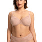 Braselle Yumi Unlined Sheer Embroidery Lace Full Coverage Bra Elegant Sculpting Support Dark Pink