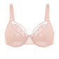 Braselle Yumi Unlined Sheer Embroidery Lace Full Coverage Bra Elegant Sculpting Support Dark Pink