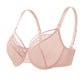 Braselle Yumi Unlined Sheer Embroidery Lace Full Coverage Bra Elegant Sculpting Support Dark Pink