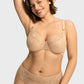 Braselle Yumi Unlined Sheer Embroidery Lace Full Coverage Bra Elegant Sculpting Support Dark Pink