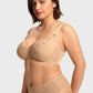 Braselle Yumi Unlined Sheer Embroidery Lace Full Coverage Bra Elegant Sculpting Support Dark Pink