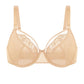 Braselle Yumi Unlined Sheer Embroidery Lace Full Coverage Bra Elegant Sculpting Support Dark Pink